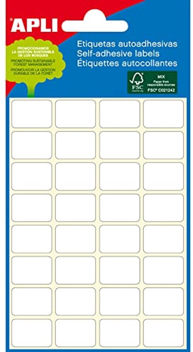 Witte etiketten voor mini-zakjes 12x30 mm - 6 vellen