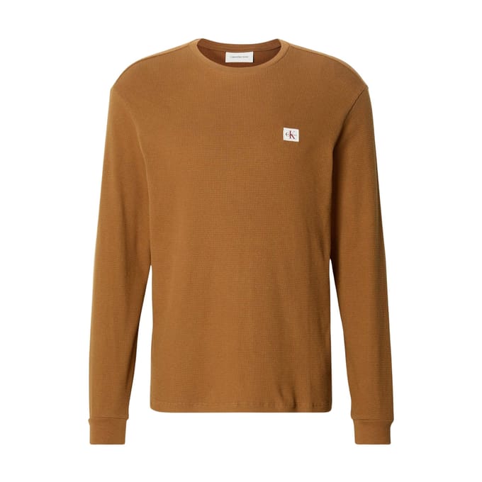 Slim fit shirt met lange mouwen en logopatch, model 'Waffle'
