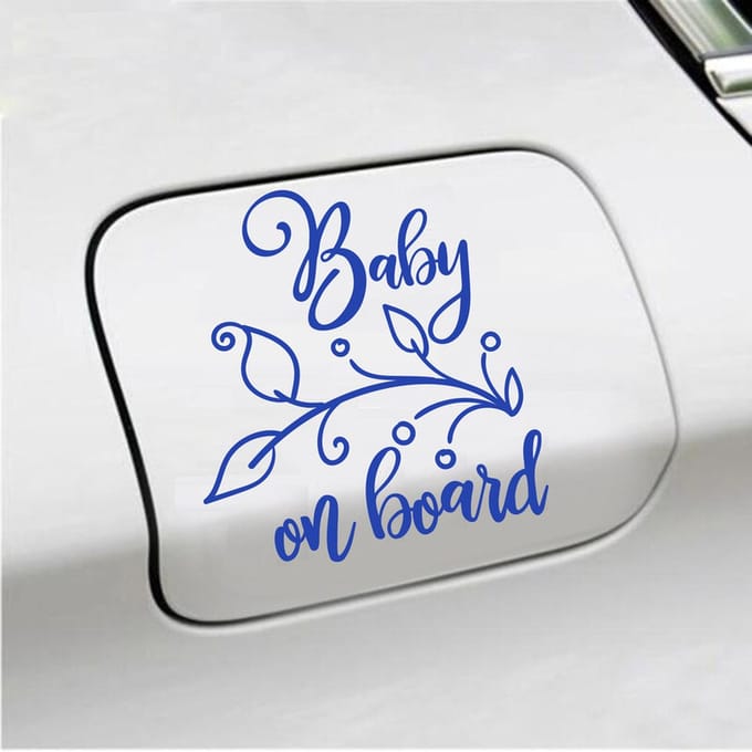 Bumpersticker - Baby On Board - 12,7 X 11,7 - Blauw