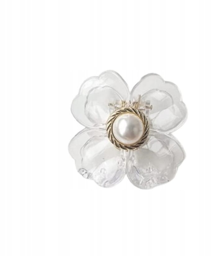 Ecarla Haarclip XL Bloem Transparant Goud Parels 6.5x6.5cm