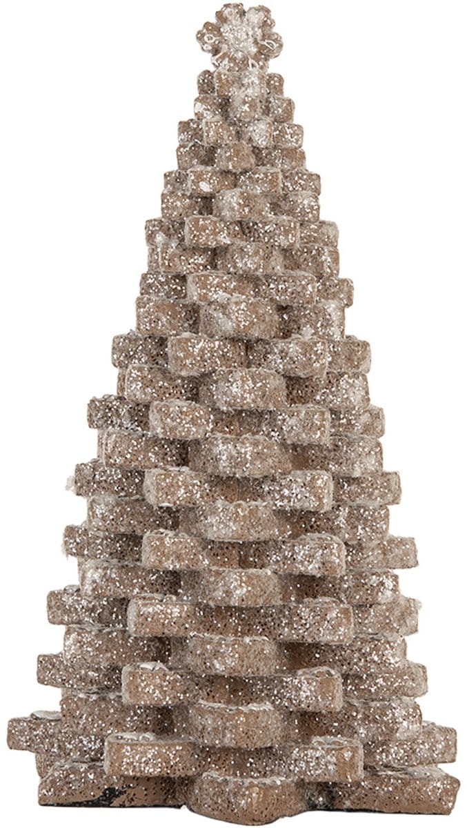 Clayre & Eef Decoratie Kerstboom 15x15x25 cm Bruin Kunststof