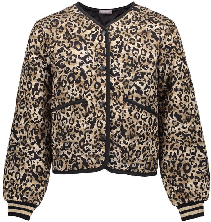Geisha winter bomberjas meisjes - zwart/zand - luipaard