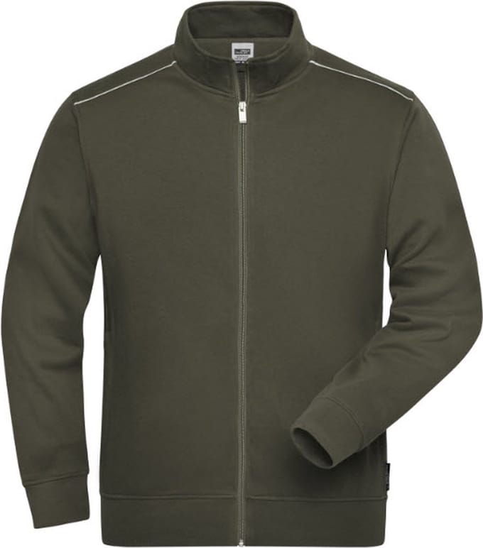 James & Nicholson Solid sweater jas met rits JN894 heren - Olijf - XS