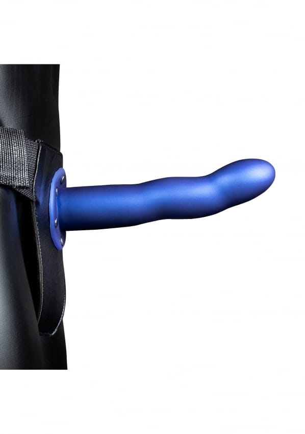 Ouch - Holle Strap-on dildo licht gebogen 20 cm - Metalic Blue