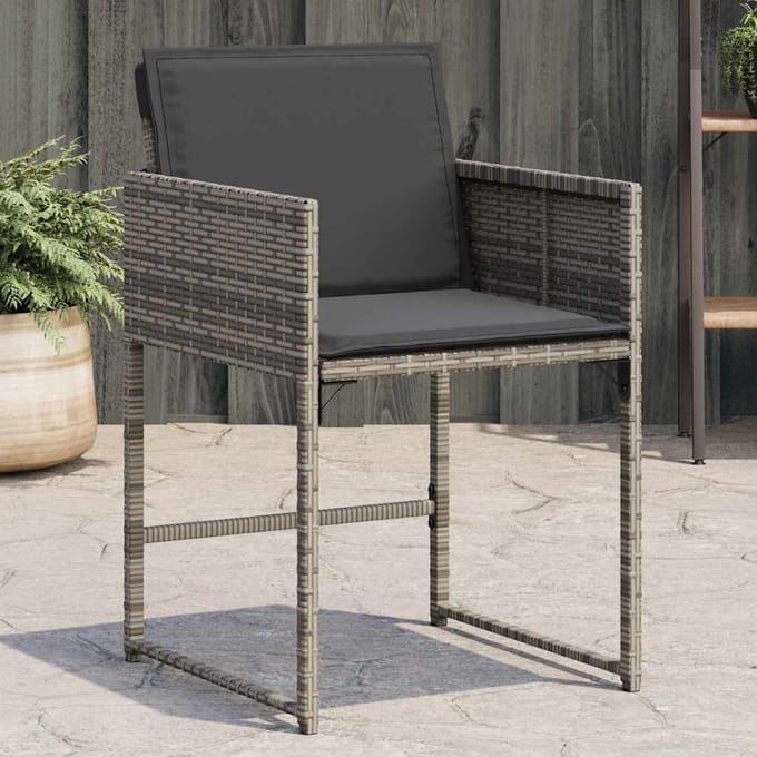 vidaXL Tuinstoelen 4 st met kussens poly rattan grijs