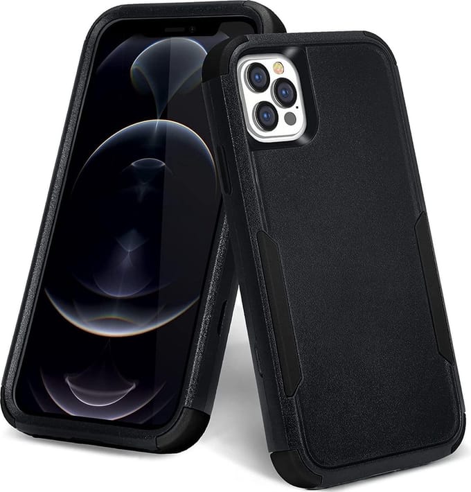 HB Hoesje Geschikt voor Apple iPhone 12 Pro Max - Zwart - Heavy Duty Armor Back Cover Case