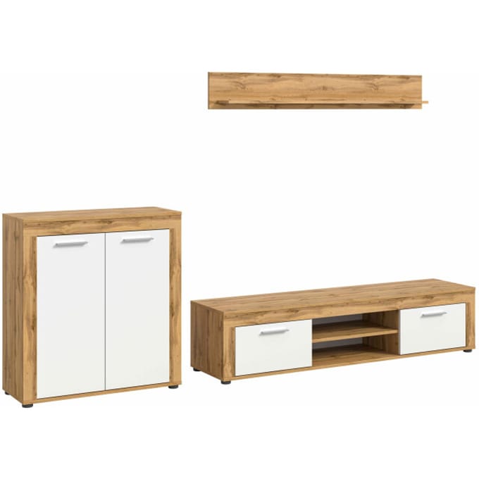 Jam woonkamercombinatie wit melamine Wotan eiken NB - 35x255x159cm