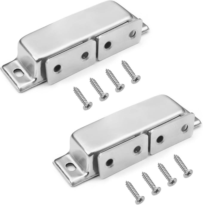 Deurvanger Set - Magneet Sluiting - Kasten Sluiten - Zware Klink - 2 Stuks - Grijs