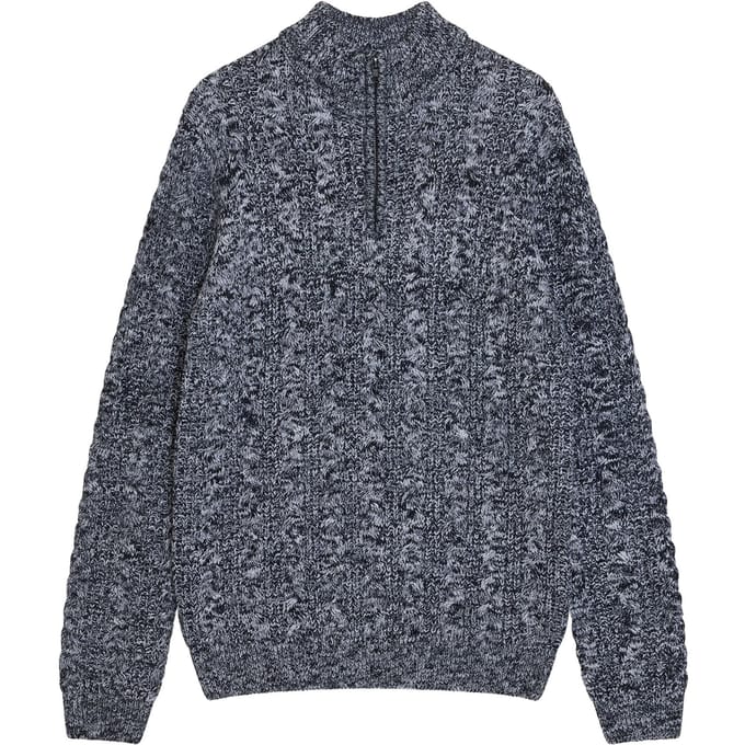 French Connection Half Zip Cable Twist Marine Mel Taglia: M | Maglioni a maglia Outlet | Uomo