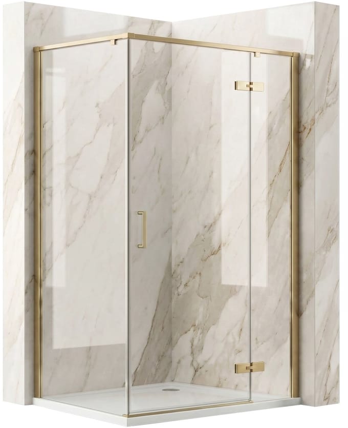 Rea - Bruno - Douchecabine - Geborsteld Goud 80X100 - 78,5X98,5X195Cm