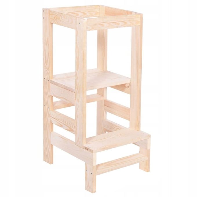 Leertoren - Keukenhulp - 39x52x90 cm - Hout - Verstelbaar Platform - Berken Multiplex