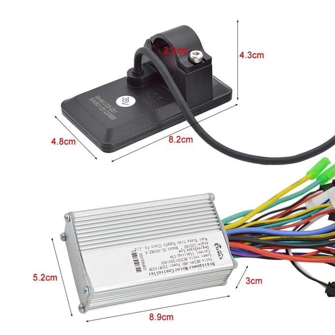250W/350W 24-48V/36-60V elektrische fietsmotorcontroller met LCD-schermpaneel E-bike-scootermotor 24-48V black