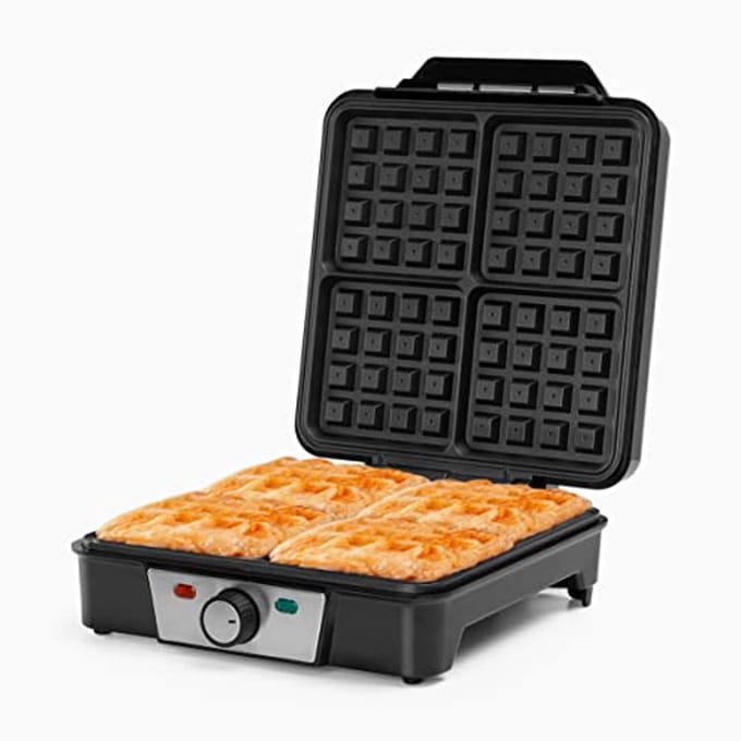 Wafelijzer met Antiaanbaklaag en Regelbare Thermostaat - 4 Wafels Tegelijk