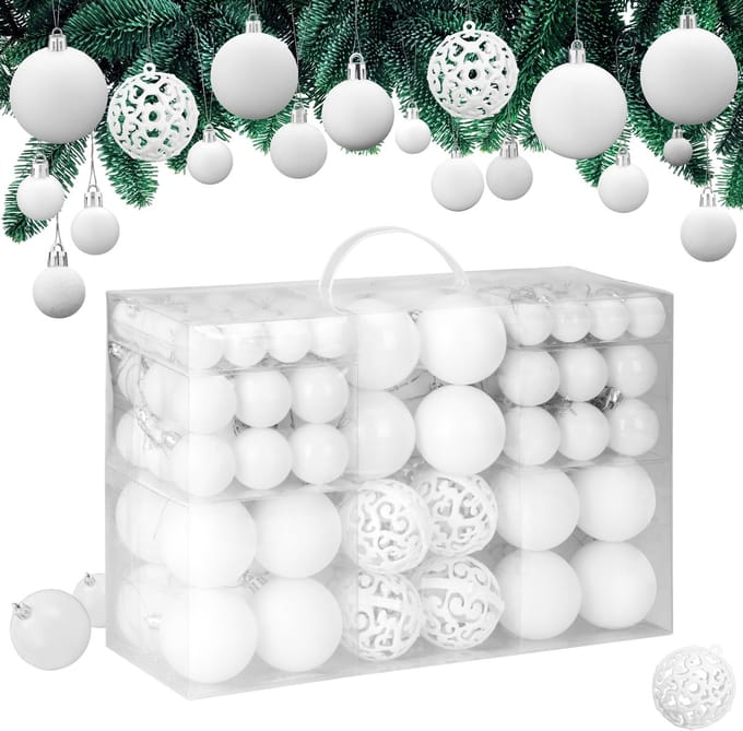 Casaria Kerstballen - Set van 100 Mat Glanzend 3 4 6cm - Wit