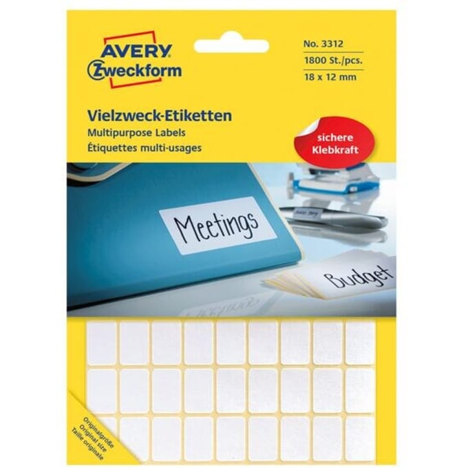 Huismerk Avery 3312 Handmatige Etiket 181x12mm