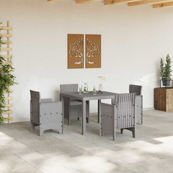 vidaXL - Tuin - Eettafel - Set - 5 - st - Lichtgrijs - Polypropyleen