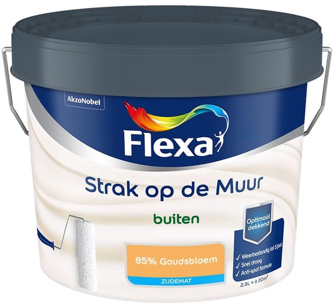 Flexa - Strak Op De Muur Buiten Zijdemat - 85% Goudsbloem - Mengverf - 2,5 L