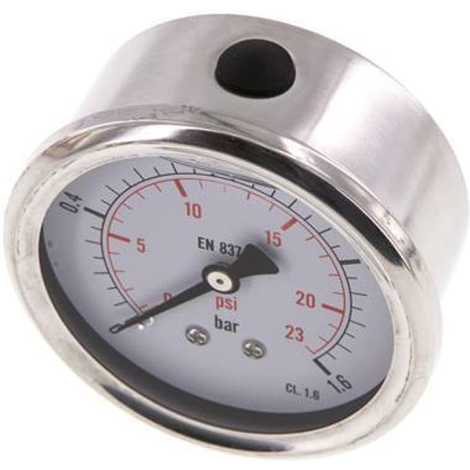 0..1.6 Bar Glycerine Manometer Achteraansluiting RVS/Messing 63 mm Klasse 1.6 - ML01P663SHG