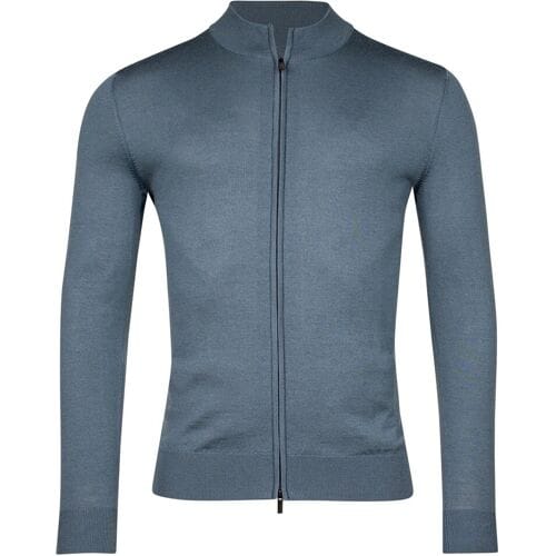 Thomas Maine Vest Merino Cardigan Zip Single Knit Storm Sky / male