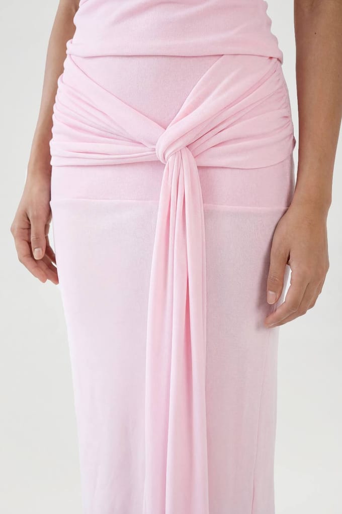 boohoo Dames Gestructureerde Maxi Rok Met Strikdetail | Pink | Maat: 8