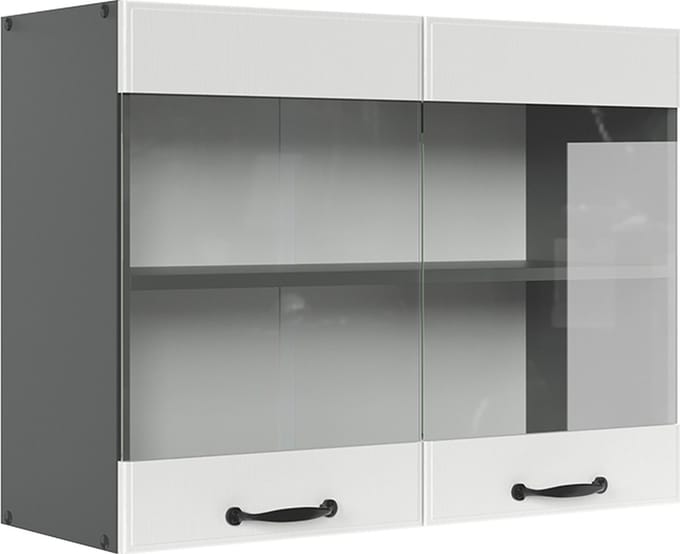 Vicco R-Line Glazen keukenkast – 80 cm Wit Landhuis