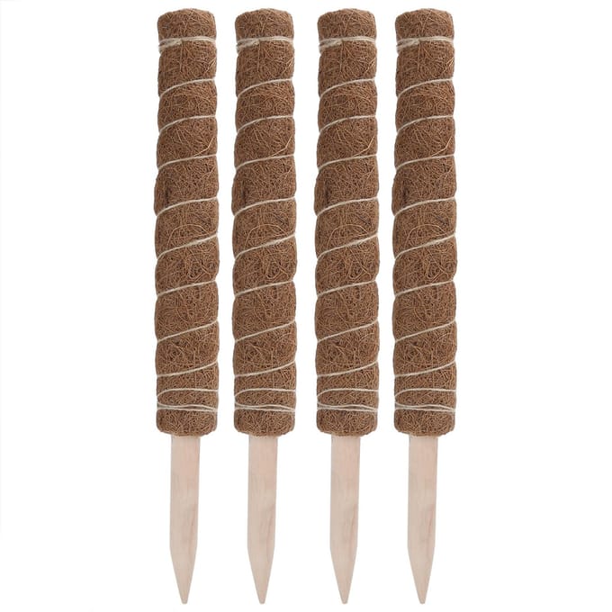 4 STKS 45CM Kokostotempaal Mosstok Plant Klimsteun voor Binnenplant Steun Verlenging brown