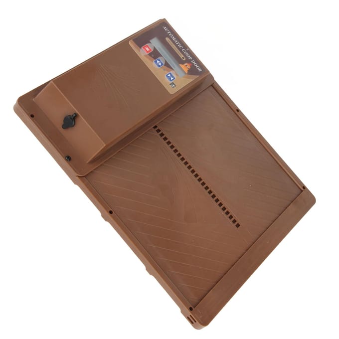 Zonnepaneel Automatische Kippenhokdeur USB Horizontaal Open 3-in-1 Automatische Kippenhokdeur bruin