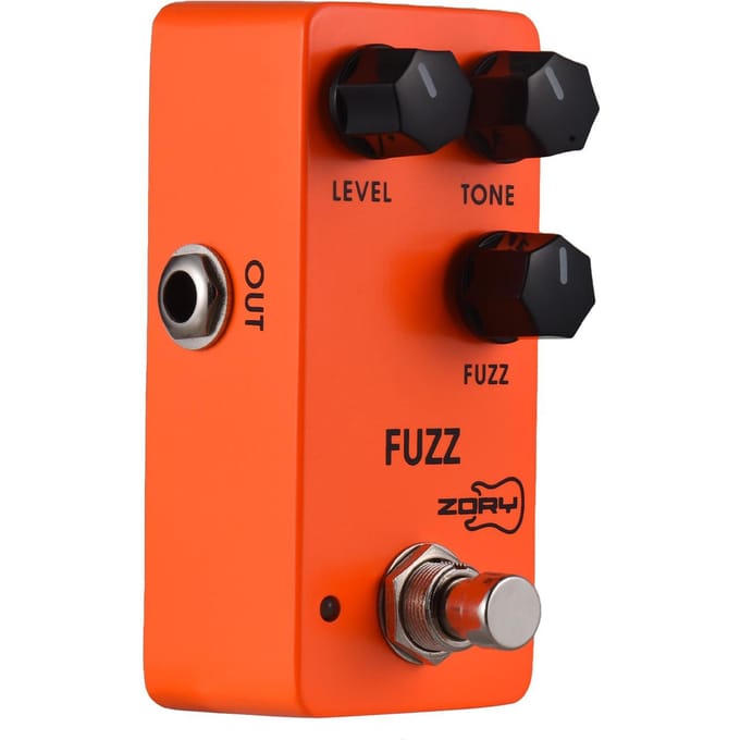 ZORY Gitaar Fuzz Effectpedaal LEVEL/TONE/FUZZ Veelzijdige Regelaars DC 9V 6.35mm Ingang/Uitgang oranje