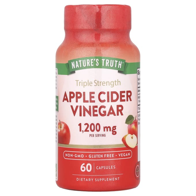 Nature's Truth, Drievoudige Kracht Appelazijn, 1.200 mg, 60 Capsules (600 mg per capsule) white