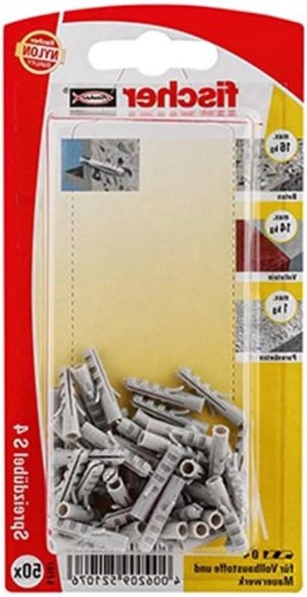 Spreidpluggen - Nylon pluggen - Bevestigen in muur - Gerichte spreiding - 50 stuks - Grijs