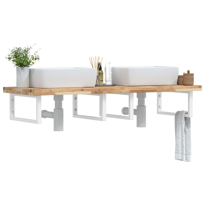 vidaXL - Badkamer - wandschap - staal - en - massief - acaciahout