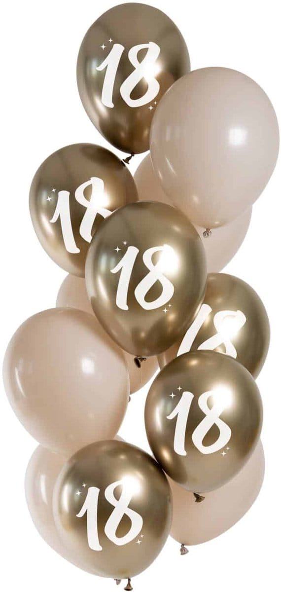Folat - Golden Latte 18 jaar ballonnen (12 stuks)