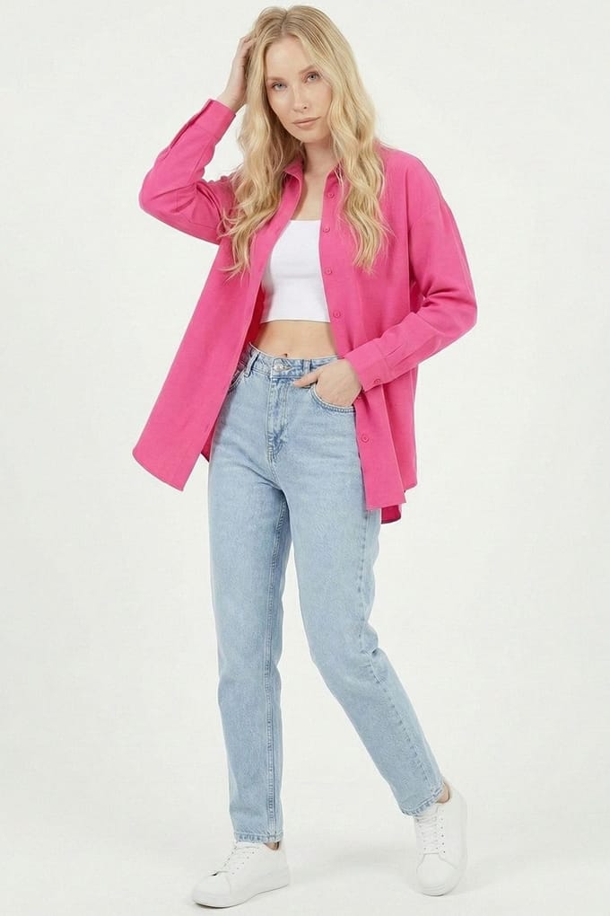 Ontspannen Fit Poplin Shirt met Knopen Sluiting
