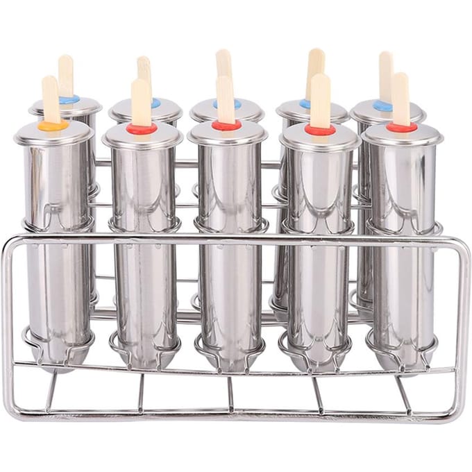 Kit Moules à Glaces Popsicle en Acier Inoxydable 304 Ménager Moule à Crème Glacée white