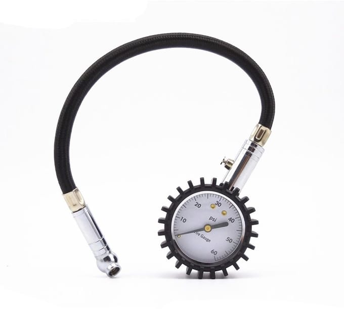 Bandenspanningsmeter - Drukmeter Auto - Veilig Rijden - Flexibele Slang - 0-60 PSI - Chroom