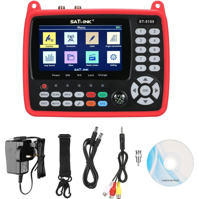 Digitale satellietzoekermeter DVB-S/S2/T/T2/C combometer Draagbare satelliet-tv-signaalzoeker UK Plug