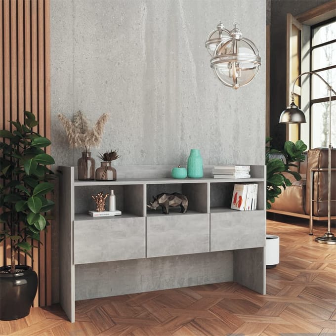 vidaXL - Dressoir - 105x30x70 - cm - bewerkt - hout - betongrijs