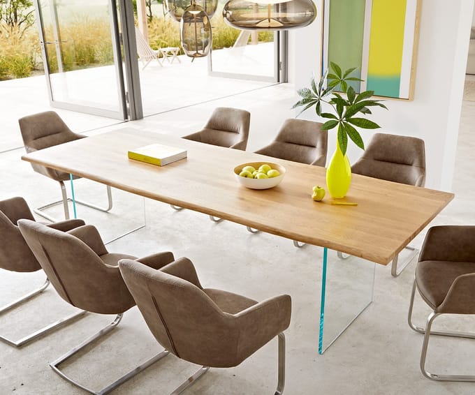 Eetkamertafel Edge eiken natuur 260x100x2,5-3 glas Live-Edge