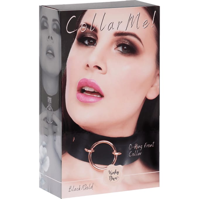 Kinky Diva – O-Ring Front Collar - Zwart met Goud