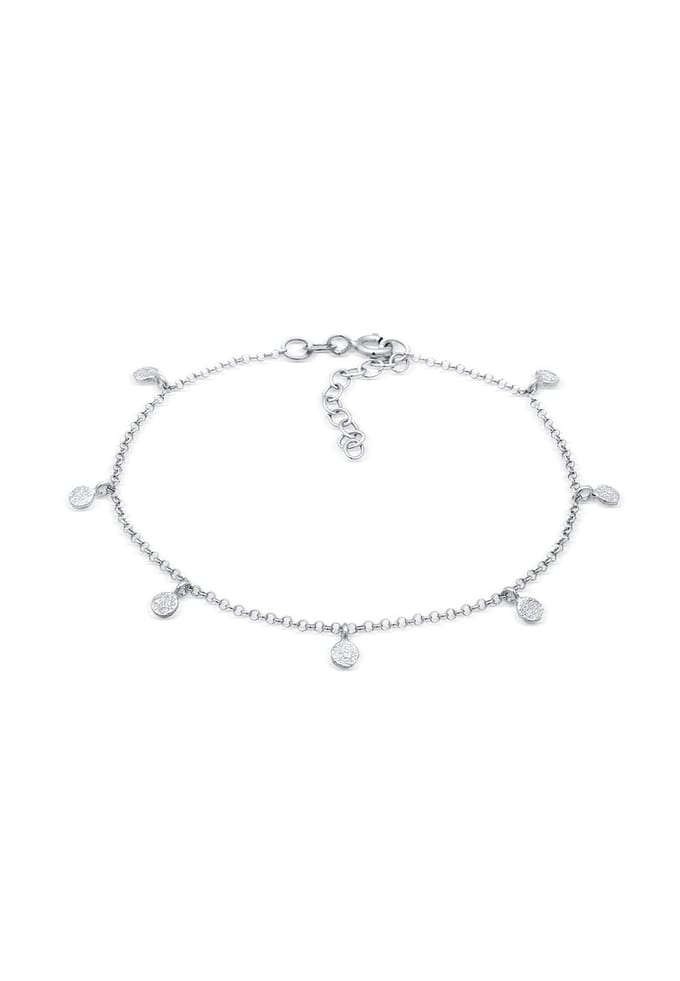 Elli - Armband - Dames Plaatje hanger rond gestructureerd in 925 Sterling Zilver - Dames