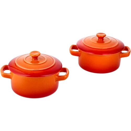 SILVERCREST 2 Kleine ovenschaaltjes, met deksel (oranje)