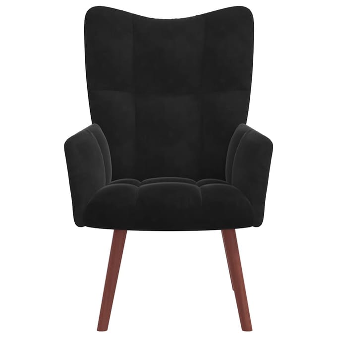 vidaXL Velours Relaxstoel - Zwart, 61,5 x 69 x 95,5 cm