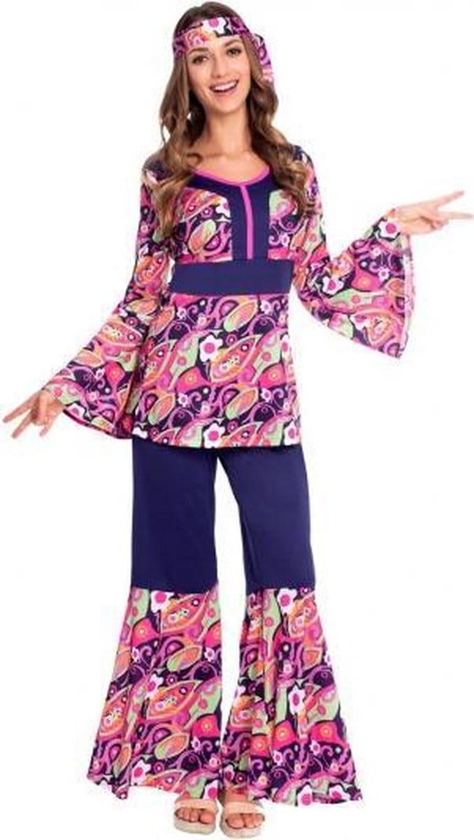 Amscan Hippieskostuum Dames Polyester Roze/paars Maat M