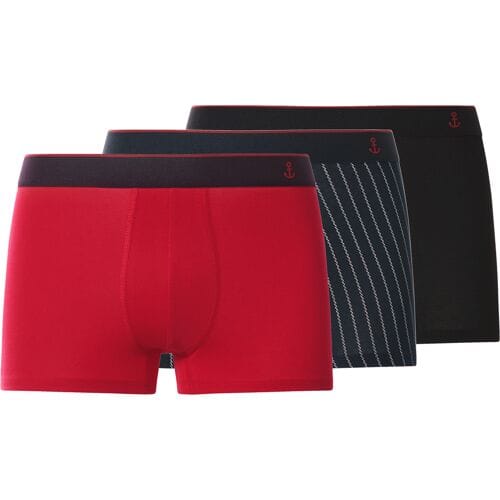 ESMARA MEN Boxer, 3 stuks (Zwart/donkerblauw/rood, M)