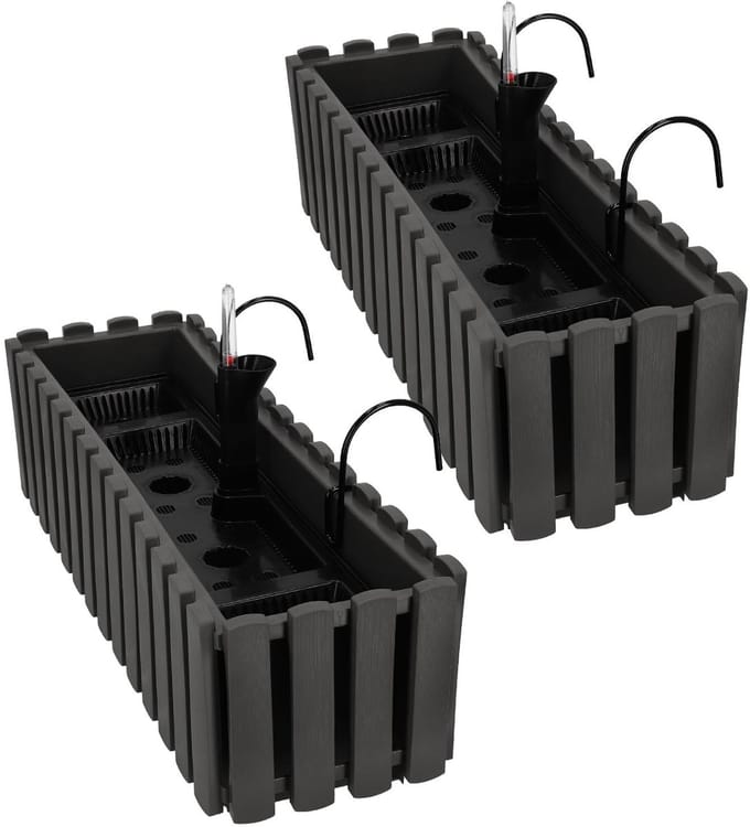 KADAX Balkonbloembak - Grijs - 60cm - PVC - Geschikt Voor Binnen & Buiten