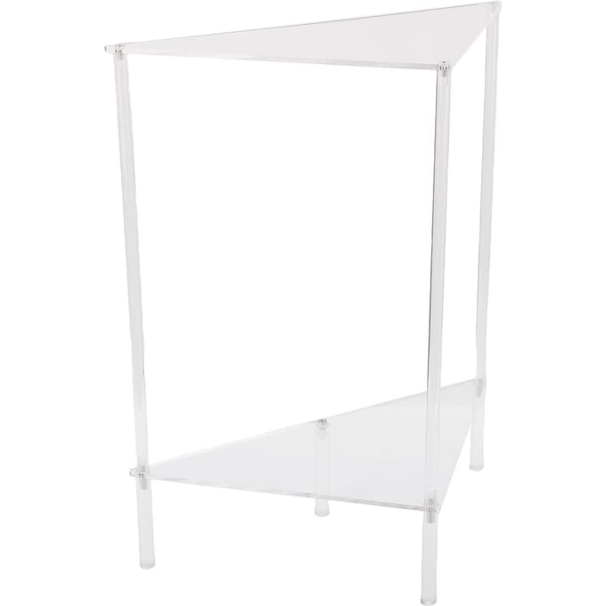 Table d'appoint d'angle transparente en acrylique à 2 niveaux, étagère d'angle triangulaire petite, table d'appoint, présentoir pour salon white