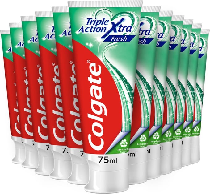 Colgate Triple Action Extra Fresh Tandpasta - 12 x 75 ml - Frisse Adem - Voordeelverpakking