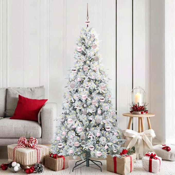 vidaXL - Kunstmatige - Hinged - Kerstboom - met - 300 - LED - Wit - 180 - cm - PE - en - PVC