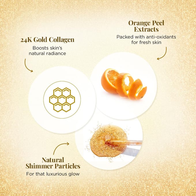 Everyuth Naturals Gouden Gloed 24K Gouden Bladmasker Pak van 3 Voor Stralende Huid Hydratatie Directe Gloed Gezichtsmasker Makkelijk te Passen Biologisch Afbreekbaar Ontwerp beige