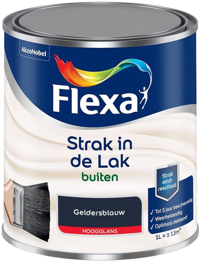Flexa - Strak In De Lak Buitenlak Hoogglans - Geldersblauw - Mengverf - 1 L
